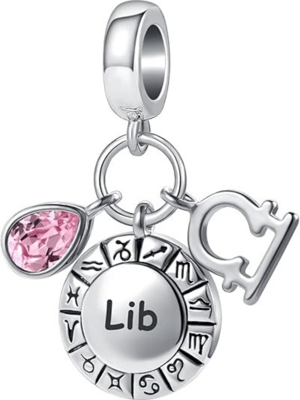 Libra Zodiac Sign Charm Teardrop Birthstone Bead for Pandora Bracelet